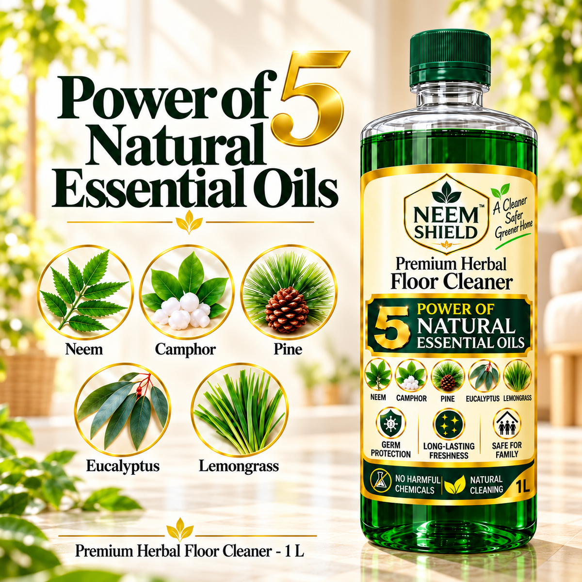 NeemShield Premium Herbal Floor Cleaner 1 L